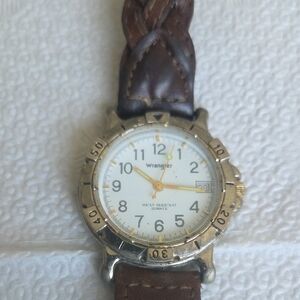 Wrangler Silver and Brown Leather Watch